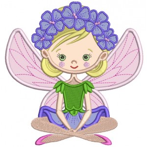 Flower Fairy Applique Machine Embroidery Design Digitized Pattern